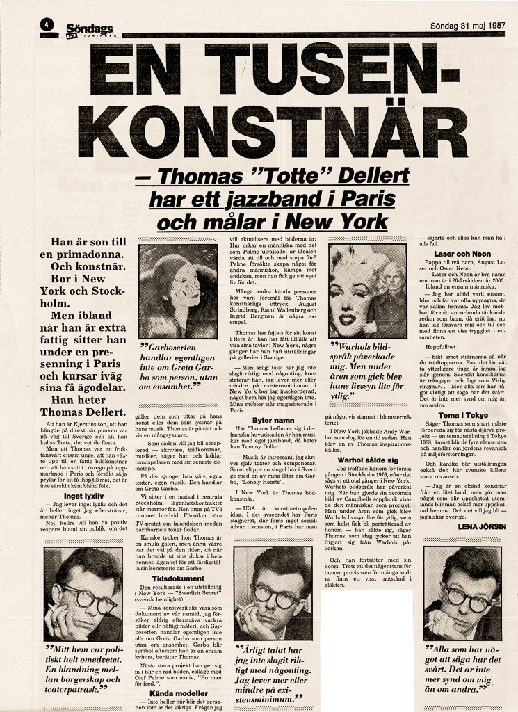  1987 Large article in swedish daily nespaper